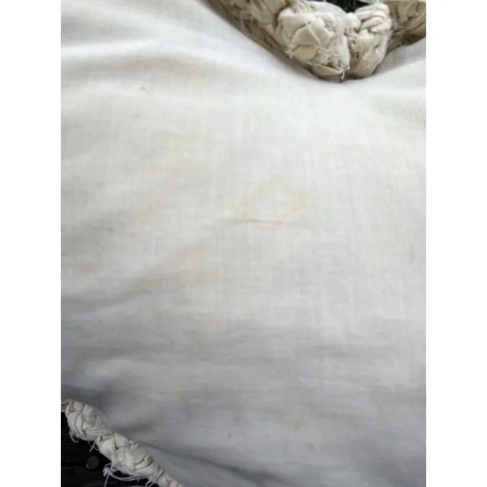 Vintage Heart Shaped Rag Rug Accent Pillow Farmhouse Primitive Blue White - Picture 16 of 16